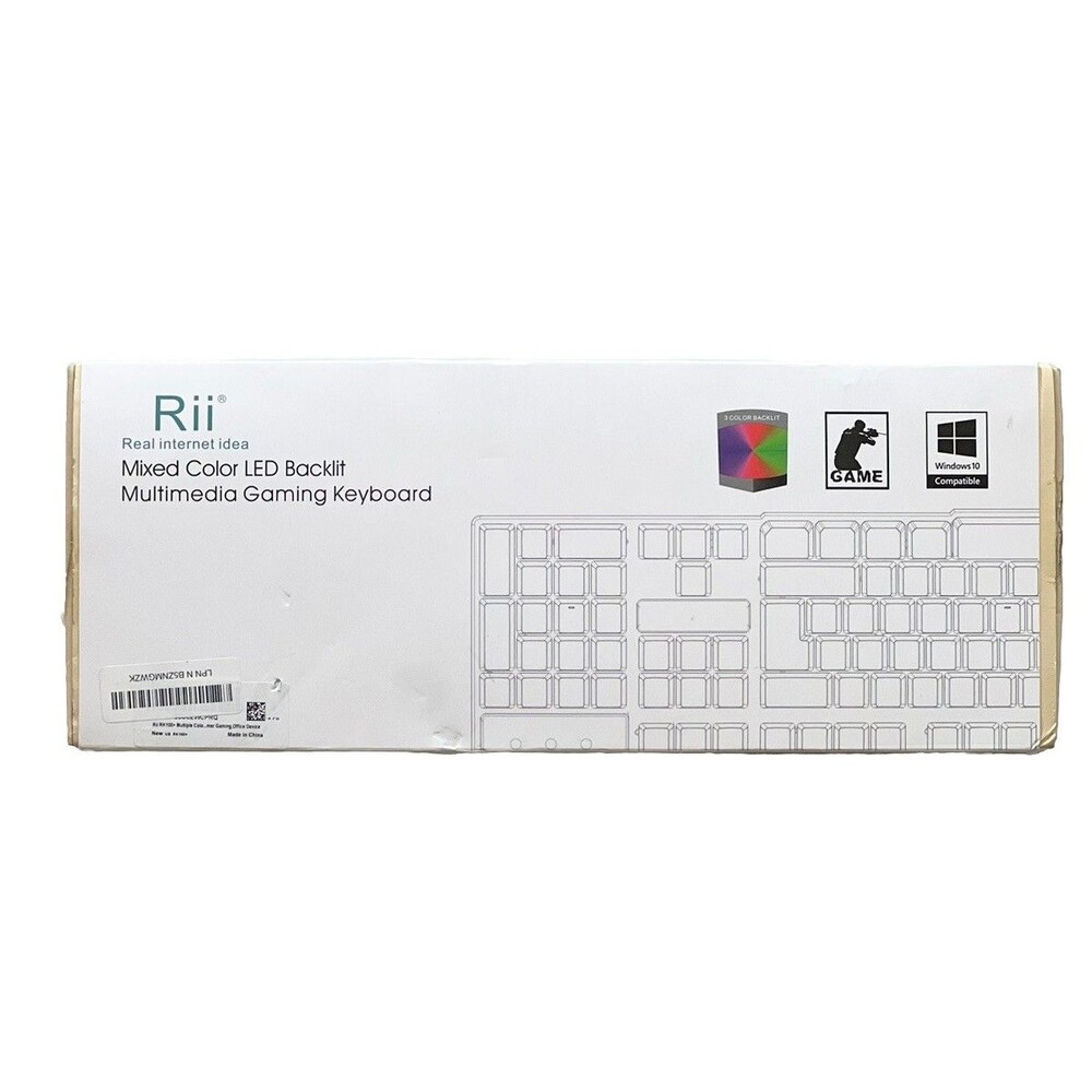 Rii RK100+ Mixed Color LED Backlit Multimedia Gaming Keyboard